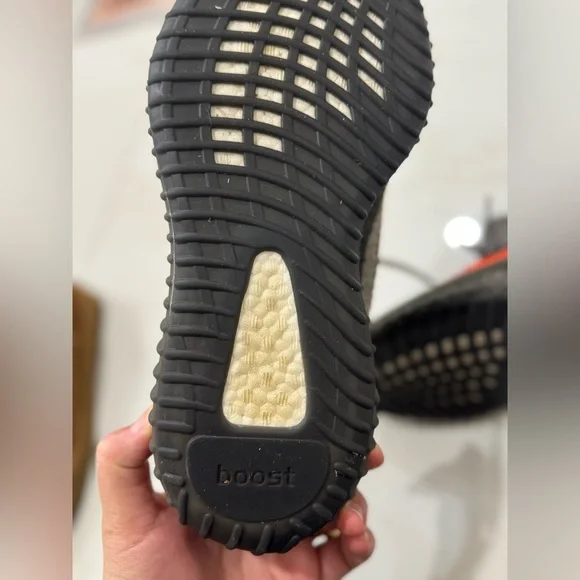 YEZZY Adidas Knit Sneakers with Orange Accent - Picture 4 of 5